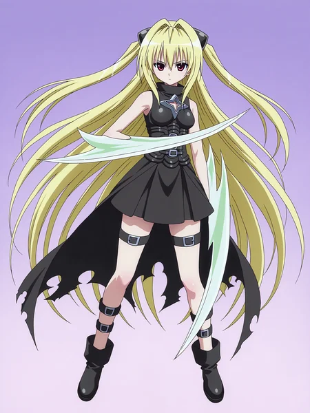 <lora:Konjiki no Yami_1:0.9>,yami,full body,hand blade,arm blade,(no arms:0.9),black dress,