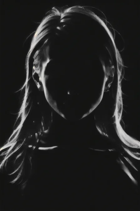 (Realisitc:1.5) EdobShadow a woman in the dark, (black background:1.3) <lora:EdobShadow_v1.0:1>