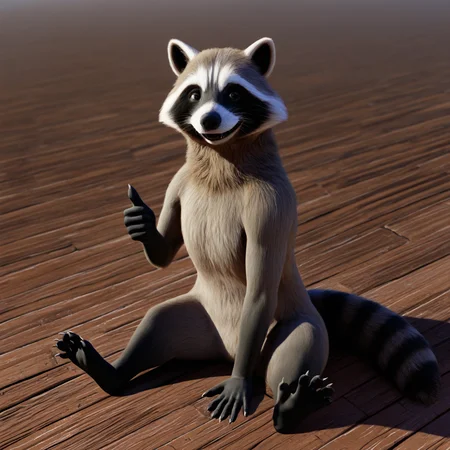 safe, masterpiece, very aesthetic, 3d, photorealism, realistic, ascaniololololol, 1boy, solo, raccoon, furry, sitting, thumbs up
<lora:3DStyle_NAIXL_v20:1>