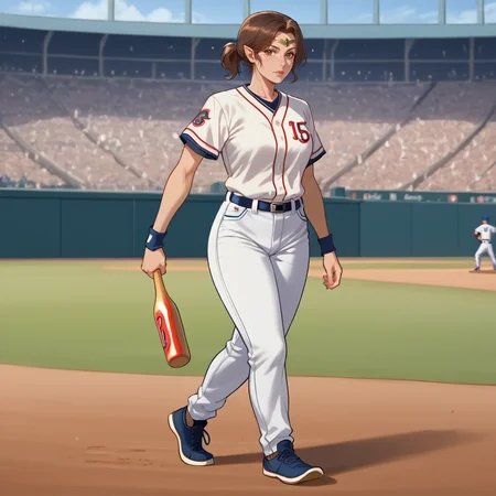 score_9, score_8_up, score_7_up, rating_safe,
brown hair, short ponytail, circlet, , playing baseball, baseball stadium,
elf, mature woman, looking at viewer,
<lora:HEPRINCESS:0.8>