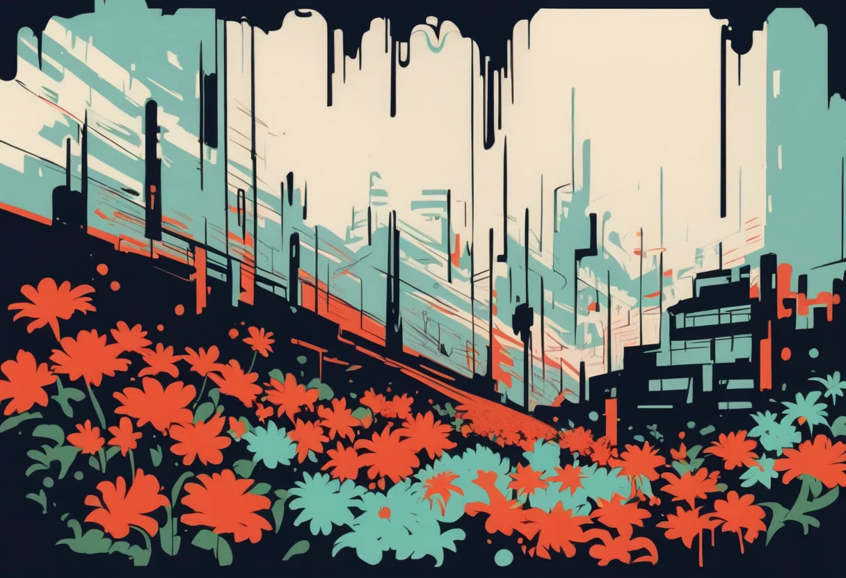 score_8_up, sketch, flowers, restricted palette, colorful, landscape,  <lora:NoctAbstract:1>