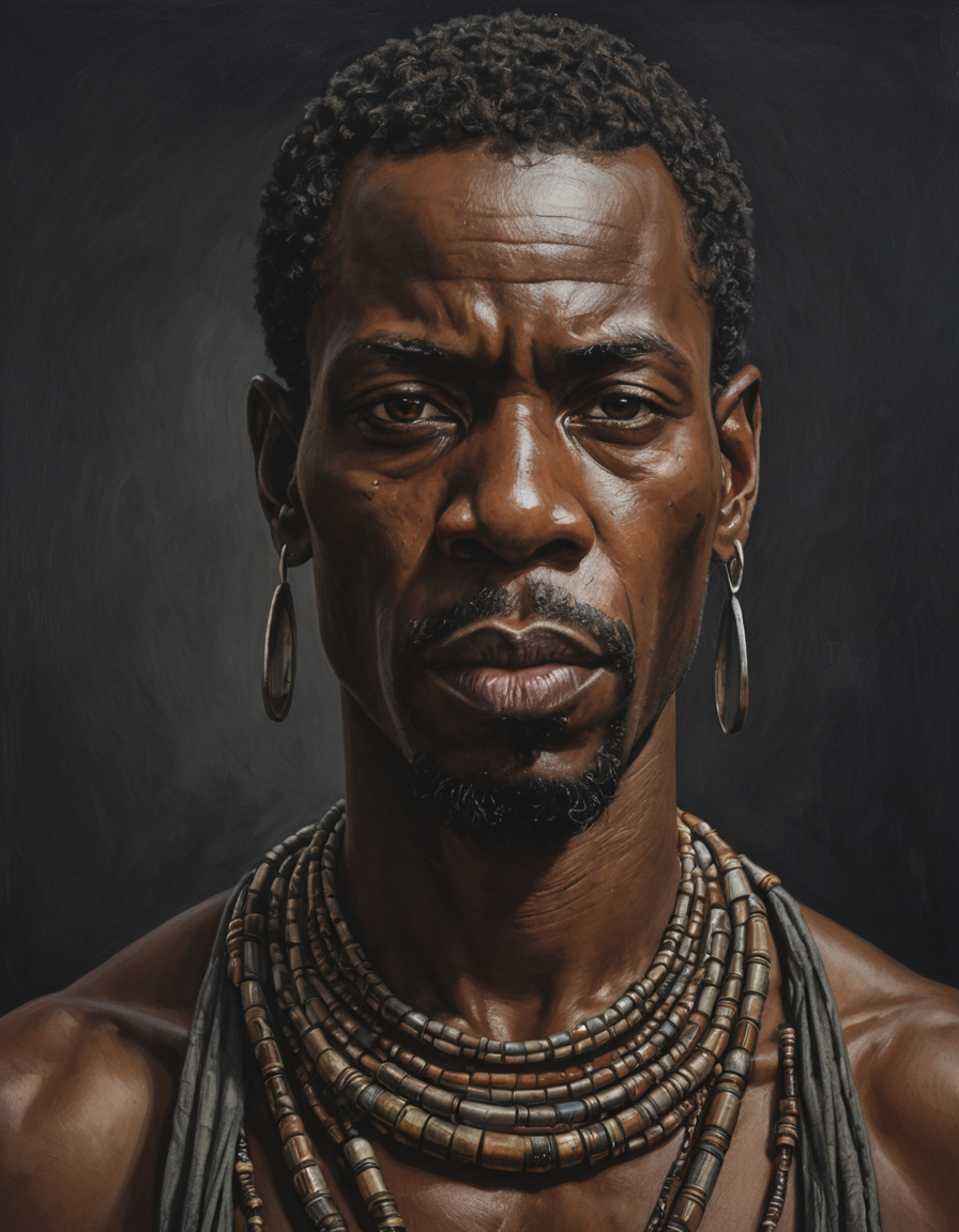 oil painting of african man,dark shot,dramatic,extremely detailed,intricate,by Greg Rutkowski
