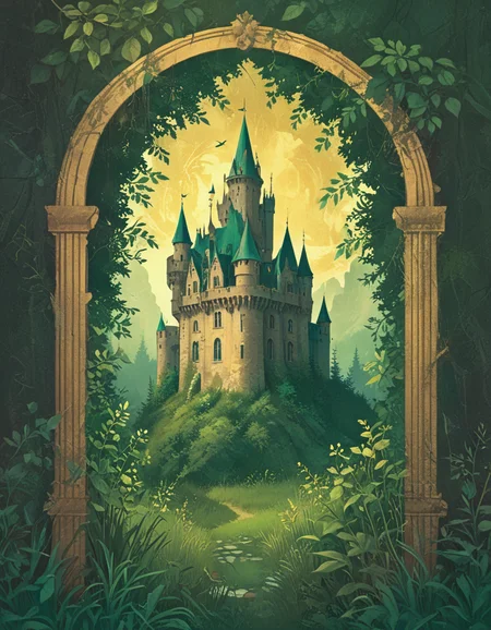 overgrown abandoned castle where nature has begun to reclaim the stone novuschroma15 style gold foil <lora:novuschroma15 style_colorfx:1> <lora:sdxl_lightning_8step_lora:1>