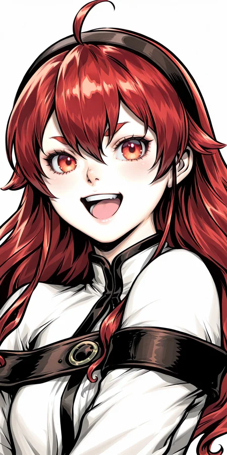 {{amazing quality, best quality, high quality, very aesthetic}}, 1girl, solo, looking at viewer, simple background, eris greyrat, red hair, red eyes, :D, excited
<lora:Artgerm_Sketch_Illustrious:1>