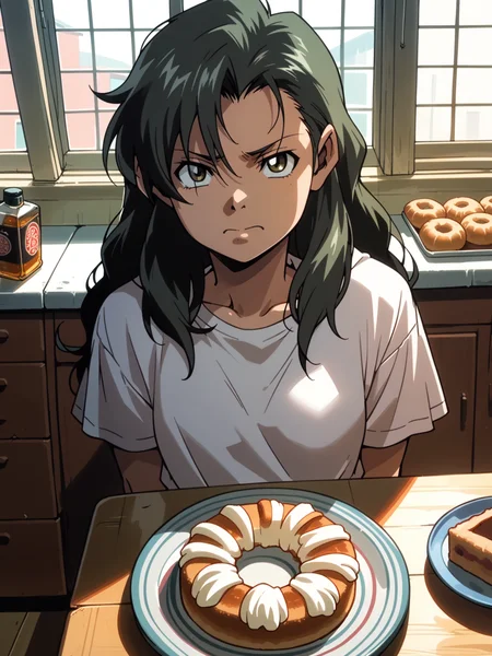 <lora:happy_tentacle-fabiola-v0.2-000026:1>, ht_fabiola, long hair, , , (, solo:1.1) (petite:1.2), <lora:Shed_The_Skin's StS_age_slider_v1_initial_release:-1.1> ( , , ( :1.2) , (wavy mouth:0.8) , (looking at viewer:0.6) :1.2) , indoors, ((dawn :0.6), (blue sky:0.6) :0.8), (open window :0.9), (furniture:0.9), (messy room, messy hair, trash:0.4) , , , , (modern architecture :0.8) , bakery , (chair, table:0.5), (soup , whiskey :0.8) (( from above :1.1) :0.8) score_9, score_8_up, score_7_up, score_6_up, score_5_up, score_4_up, [(realistic, photorealistic:1.2):realistic:12], [(3d:1.2)::12], <lora:LUUNA's Lunas-NijiJourney-SDXL-B2:0.35>, nijijourney <lora:prgfrg23's Counterfeit-V3.0 Style SDXL_LoRA_Pony Diffusion V6 XL:0.5> <lora:mfcg's mfcgXL:0.12> <lora:reweik's gyokai(himehajime)_PonyXL_style_v01:0.14>