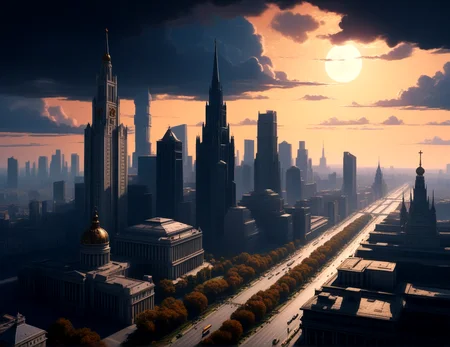 score_9, score_8_up, score_7_up,
<lora:Soviet_Gothic_(Architecture)_(SDXL)_(AD):0.8> Soviet Gothic, monumental architecture, architecture, city, cityscape, scenery, building, skyscraper, <lora:watervfx:0.15> <lora:more_details:0.15>
8K, In'ei, chiaroscuro, rim lighting, perfect depth of field shot, beautiful, sharp focus, crisp details, subsurface scattering, idealized city, wide beautiful boulevards, busy city center, parks and manicured lawn areas, large parks, plazas, photographic fluffy anime clouds, made out of limestone, gothic style, photographic realism, soft lighting, soft shading, art masterclass oil painting, buildings, skyscrapers, metropolis,
BREAK zPDXL, zPDXLxxx, <lora:wowifierXL:0.2> art by mooncryptowow <lora:sdxl_lightning_8step_lora:0.4> <lora:detailed_notrigger:0.5>