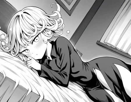 score_9, score_8_up, score_7_up, source_anime,
tatsumaki, <lora:opm-tatsumaki-manga-ponyxl-lora-nochekaiser:1>,
tatsumaki, short hair, curly hair, monochrome, greyscale,
long sleeves, dress,
indoors, bed, bed room, on side, blush, drunk,
looking at viewer, cowboy shot, solo, dutch angle,