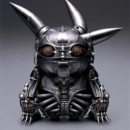 pikachu as bionic cyborg, art by hr giger, highly detailed, realistic style, , <hrgiger-drmacabre>, art by hr giger,