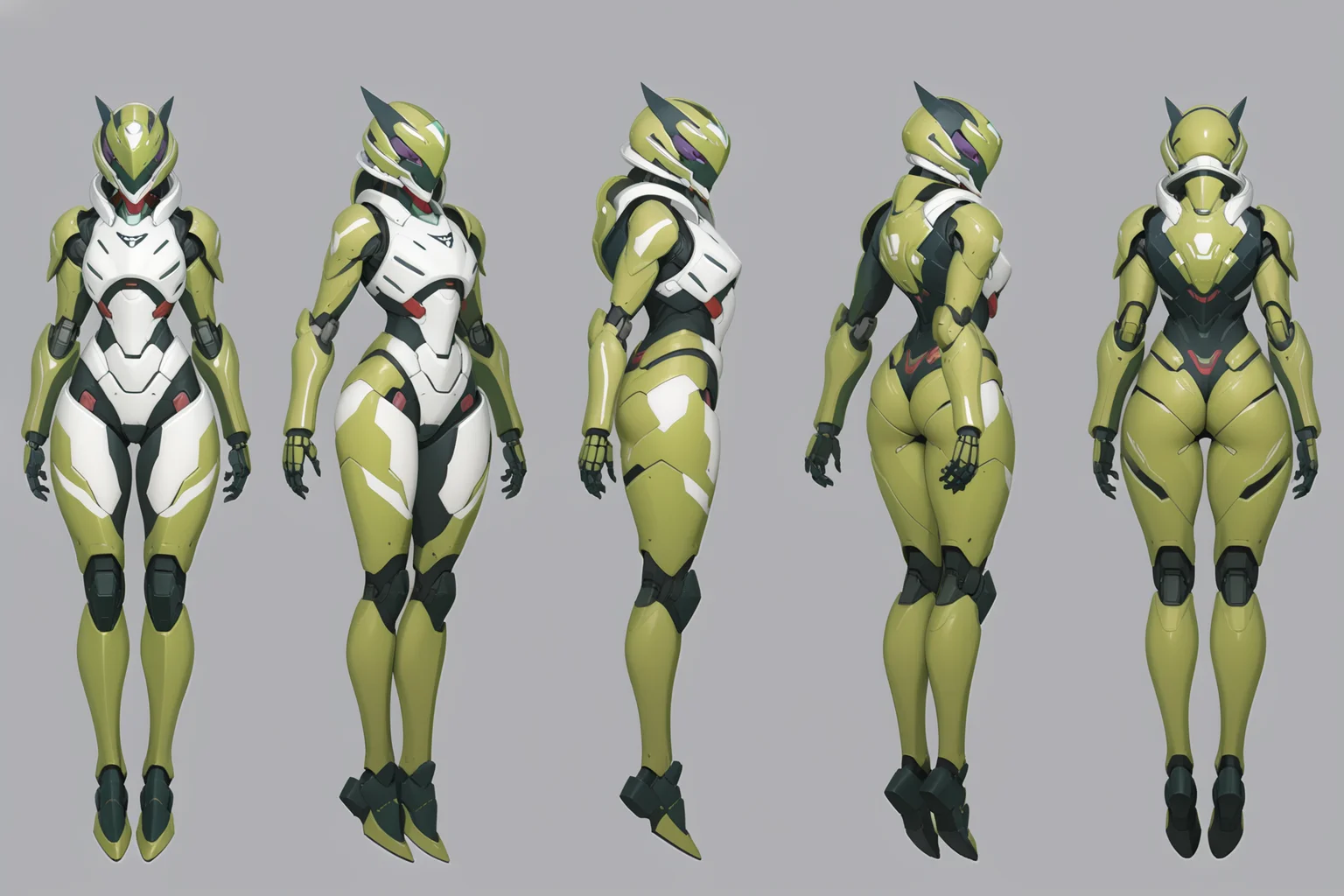 (GENERAL:0), mecha, robot, masterpiece, best quality, very aesthetic, absurdres, solo, standing,
(VIEWS:0), full body character turnaround of mecha,
Multiple views of the same mecha, (simple background, white background:1.2), multiple views, side view, back view, front view,
,
mask, helmet,
Killer whale\(animals\)ï¼
Nirvash\(Eureka Seven\),
plate armor, power suit, alien,
android, cybersuit, upper armor, mechanical arms, machinery, prosthesis,
(bodyshape:0), Compact build body,
(clothing:0), (metallic midi dress with strappy heels and a statement bracelet.:0.6),
(grey
post-Apocalypse theme character design:1.1),
<lora:MechTurnXLRemix_v1:.75>
<lora:MechTurnXL_v1:.25>
<lora:ClothTurnXLRemix_v1-000004:.25>
<lora:ClothTurnXL_v1-000004:0.25>
<lora:CharTurnXL_v2:0.25>
<lora:xl_more_art-full_v1:.25>,
<lora:Alphonse Mucha Style:.1>, Alphonse Mucha Style page
<lora:å½é£æç»SDXL:.1>