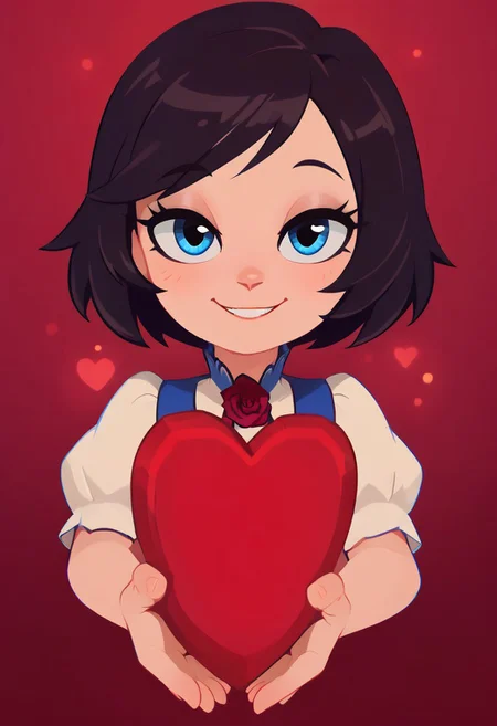 score_9, score_8_up, score_7_up, bokeh, flat colors, lineless, vector art, vector graphics, z0nkp4nch, cute,
1girl, alone, solo, portrait,
ELIZABETH1, short hair, dark hair, blue eyes,
narrowed eye, big smile, pov, handing out heart, holding heart,
flower field, roses, starry night