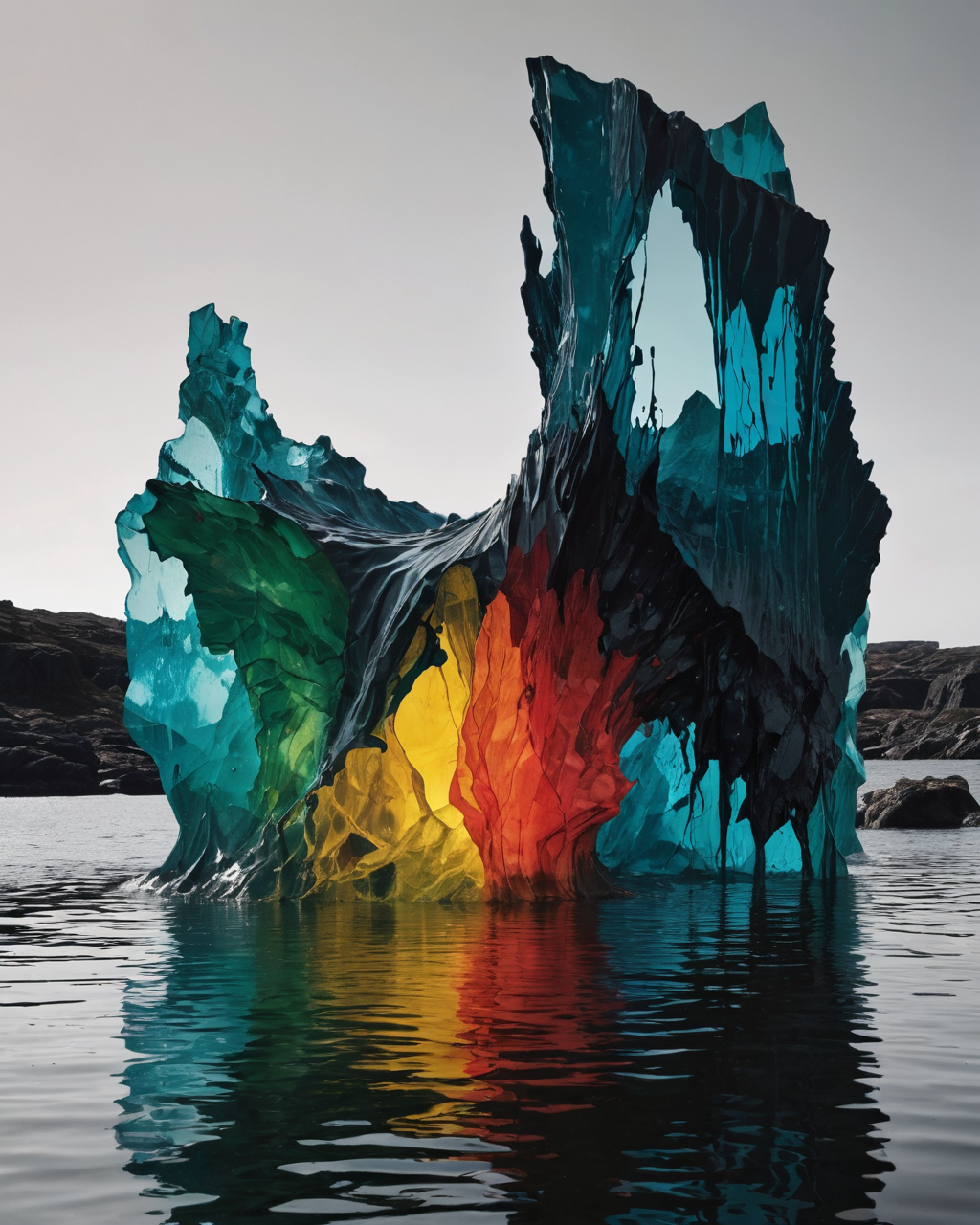 Fang hair tucking, water, reflections, transparency, sculptural, vivid color, The Shattering Isles, Hervé Guibert,  tenebrism, <lora:add-detail-xl:1>, <lora:xl_more_art-full_v1:0.8>