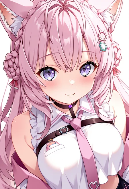 (best quality , masterpiece, good quality), sfw, general, 1girl, solo, hakui koyori, hakui koyori \(1st costume\), dutch angle, blush, smile, looking at viewer, <lora:kannagireistyle_ilxl:1>, kannagireistyle,
