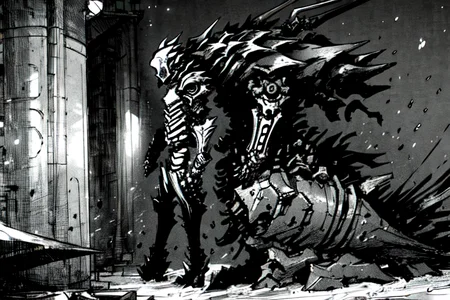 highly insanely detailed, masterpiece, top quality, best quality, highres, 4k, 8k, RAW photo, (very aesthetic, beautiful and aesthetic),
tsutomu nihei,nihei_tsutomu,blame!,blame gakuen!,abara,TNstyle,sidonia_no_kishi,ventilation fan,ventilation shaft,letterboxed,bridge,walkway,gauna,gauna mech,lantern,toha heavy industries,concrete walls,metal walls,cables,tubes,industrial pipes,light particles,dome,tentacles,
<lora:ABARA:1>,
(1girl:1.3),
solo focus,
jungle camo background,âââ