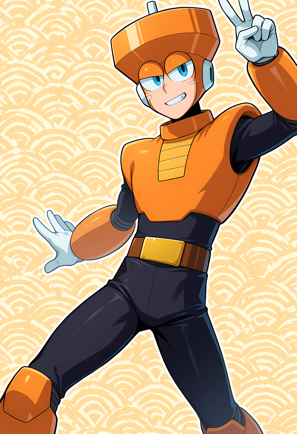 masterpiece, best quality, amazing quality, dutch angle, abstract background, BREAK
smile, dynamic pose, V, BREAK
1boy, solo, male focus, mm3_top, helmet, blue eyes, android, armor, BREAK
<lora:cfg_scale_boost:.6> <lora:Top_Man_-_Mega_Man_3_-_ILXL:1>