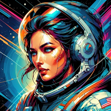 InkBlast, A space pilot, portrait, she's pretty,