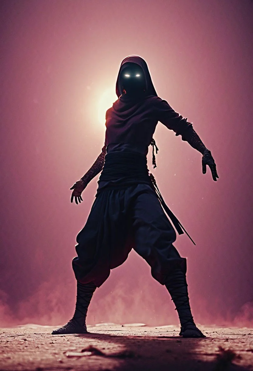 drunken fist, fight stance, high kick, a ghst Silhouette of a sci-fi bedouin monk, blue plasma and water Fluids, fighting proudly amidst a vibrant battlefield. Surround her with dynamic particles of Blood and gore, infront of the chaotic energy of a historical war scene.
very detailed, atmospheric haze, Film grain, cinematic film still, shallow depth of field, highly detailed, high budget, cinemascope, moody, epic, OverallDetail, gorgeous, 2000s vintage RAW photo, photorealistic, candid camera, color graded cinematic, eye catchlights, atmospheric lighting, skin pores, imperfections, natural, shallow dofintricate, elegant, fantasy art, portrait, dark, retro, ecstatic, plain, powerful, realistic, navy blue, dark color