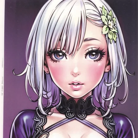 (masterpiece:1.4), (best quality:1.4),extremely detailed, intricate, hyper detailed, 1girl, White hair_flower, dress, , (perfect_face), detailed_background, (doujinshi:1.2), doujinshi, colored_pencil_\(medium\) <lora:YamashitaShunya-000004:0.75>