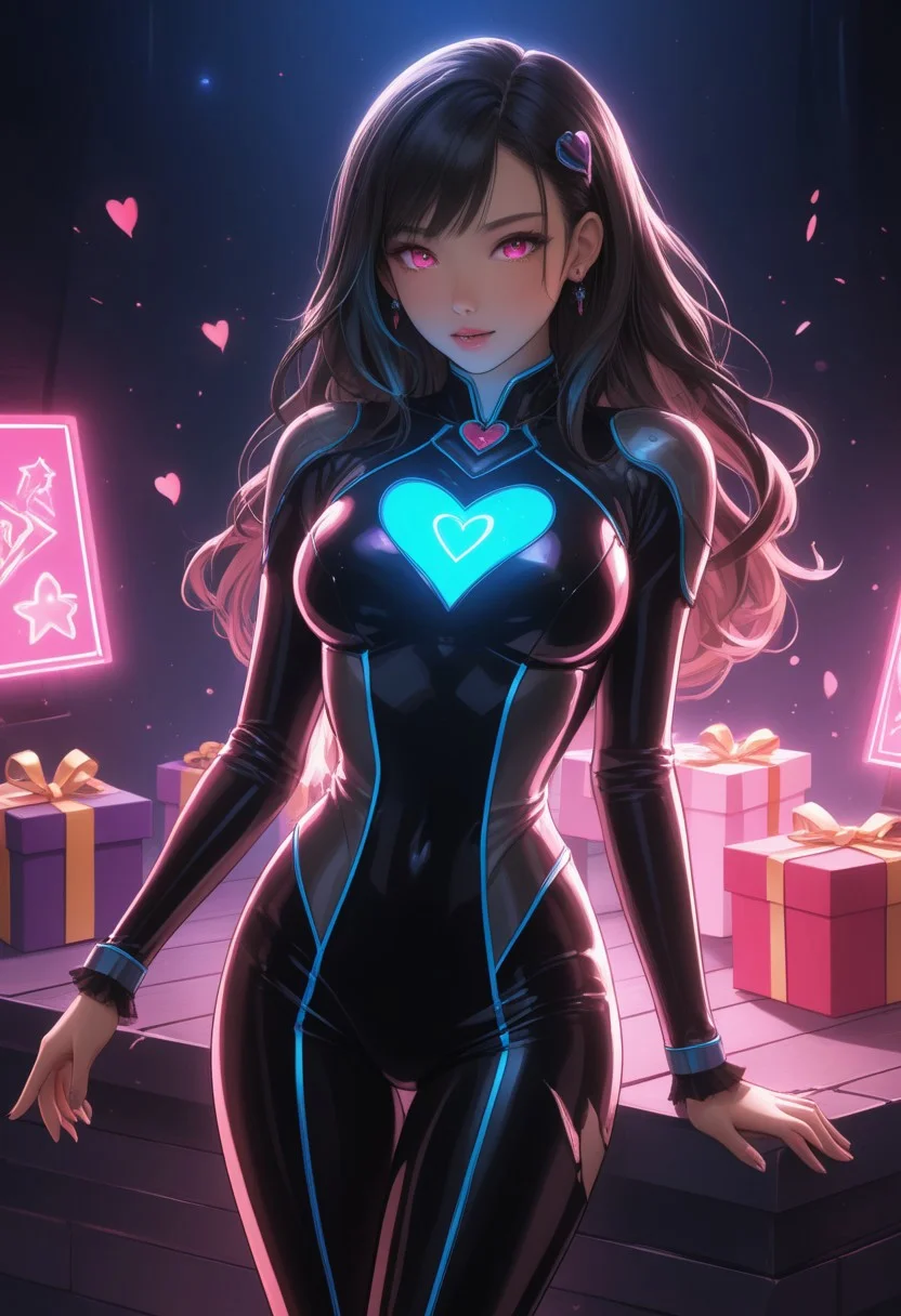 score_9, score_8_up, score_7_up, score_6_up, derpibooru_p_95, source_anime, very aesthetic, dynamic, ambient lighting, (anime, masterpiece), best quality, (8k), detailed background, sharp focus, intricate,
Asian, supermodel, perfect body, light skin, fair skin, (perfect ratio proportioned face, sexy body, perfect female body, glossy skin, glossy body, deep skin) standing, full body, looking a viewer, flirting, neon, magic, sfw, pg, PG, fully clothed, clothes, broken heart, gifts, romance, waifu, vintage,
Expressiveh, g0th1c, glowing, glowing eyes, easynegative, ng_deepnegative_v1_75t
