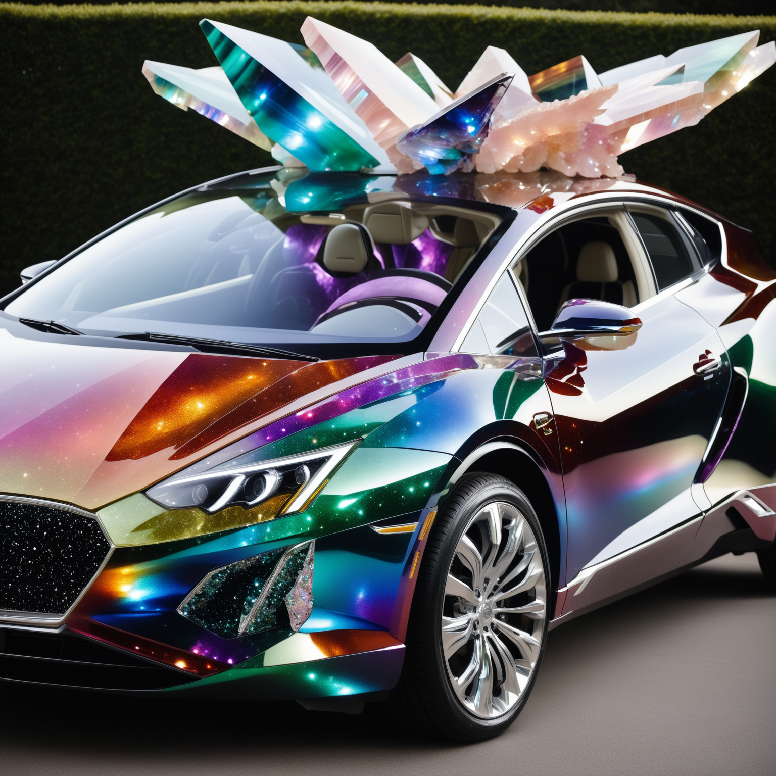 a car made out of multicoloured Jed-Auquartz,   <lora:AuraQuartzStyle:0.8>