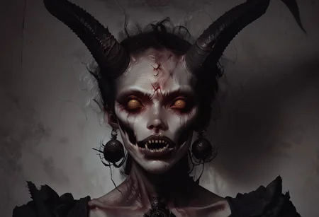 score_9_up, score_8_up, score_7_up, A stunningly realistic and brutal photo of a (terrifying) demon, the demon is arising out of a ouija board, the demon immediately evokes terror and the feeling of unease, looking into her eyes makes you feel like you are dying, ((insanely detailed eyes, scary eyes)), looking at viewer, focused on the demons face, oozing cracked skin, visceral, the demon draws your gaze and you cannot look away, death, evil, the ouija board is ancient and looks as though it has been around since the dawn of time waiting to release the demon, sinister, dark, immensely detailed, ((incredibly textured skin and face, hyper-realistic)), 8k resolution, masterpiece