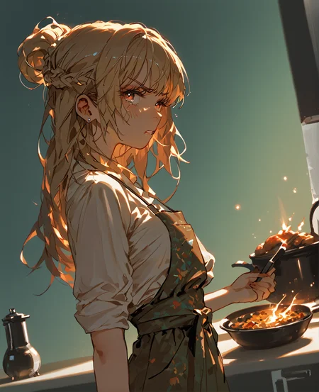 PonyScores7, source_anime, ah1, <lora:natsumi_style:1>, BREAK 1girl, (Disgusted), (cooking in a busy kitchen), (Mythical Beast Auctions), looking at viewer, (<lora:Marin:0.8> M4R1N), BREAK <lora:xl_more_art-full_v1:0.2>, <lora:shinyskin2:0.2> glistening skin, <lora:aesthetic_anime_v1s:0.2>, <lora:Expressive_H:0.2> Expressiveh, <lora:hairdetailpxl:0.2> hairdetailpxl, <lora:EpicF4nta5yXL:0.2>, <lora:detailxl:0.2> detailxl, <lora:Fant5yP0ny:0.2>, best quality, amazing quality, best aesthetic, absurdres, <lora:expressive eyes:0.2> expressive eyes, <lora:eyedetailpxl:0.2> eyedetailpxl, illustration, Volumetric_Lighting, ultra-detailed, very aesthetic, intricate details, 8k, masterpiece, best_quality, BREAK (Dutch Angle (from the side) view Close shot (focus on waist)), BREAK <lora:Eyes_High_Definition:0.3> EyesHD, Stable_Yogis_PDXL_Positives, AS-Adult, <lora:Complicated fantasy portrait - XL Pony V2.0:0.4>, bad-hands-5,
