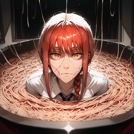 embedding:IllusP0s, 1girl, solo, makima_\(chainsaw_man\), in spaghetti,<lora:spaghetti_eating.safetensors:1:1>