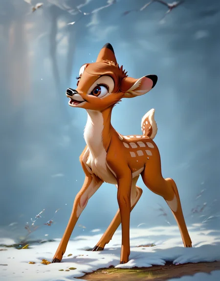 score_9, score_8_up, score_7_up, score_6_up,
bambi, young, adult, no horns, deer, solo, ((Four legs,)) hyperdetailed, detailed fur, happy,
<lora:add-detail-xl:0.8><lora:Bambi:1>  <lora:Furry Enhancer 6.1:2>