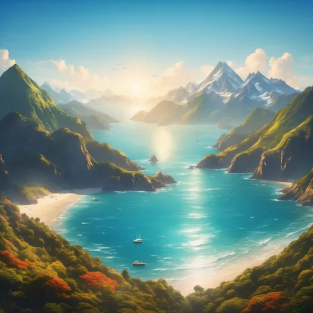 ocean,mountains,day time,sunshine,beautiful,best resolution,8kuhd,high res,