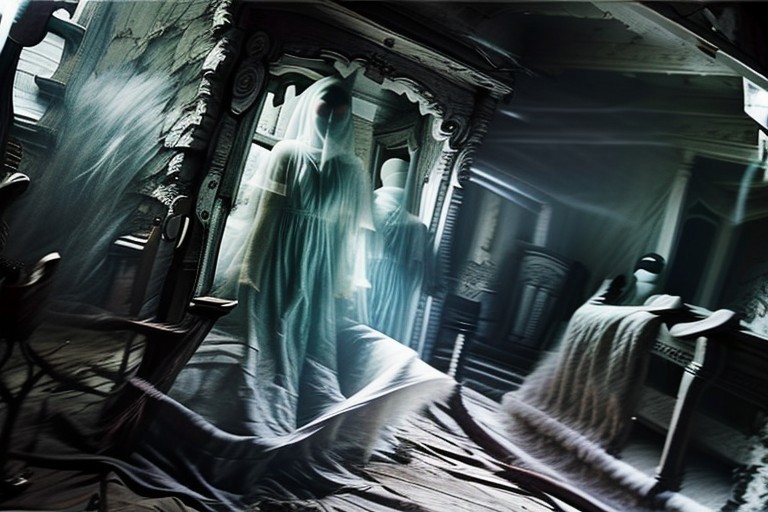 Photography, photorealistic, insanely real life detailed, 8k, highest resolution possible, sharp focus, taken with professional DSLR and lenses, cinematic, taken best skilled cinematographer, insanely life like, Picture taken with Nikon D6 DSLR with expense professional lens, photo, 
, Darkness, darkness,dark,dimly lit,two-tone,
ghost, barefoot, black hair, blurry, face, from behind, ghost, long hair, looking at viewer, sitting, solo, standing, transparent, veil, very long hair, walking, white dress, white hair
Inside a haunted house, indoors,night,dark, creepy, scary,terrifying, haunted,spooky,unnerving, paranormal,supernatural, (((ghist randomly hiding in corner, behind something, by door, by doorway))), (((ghost randomly sitting, standing, walking, floating)))
horror movie atmosphere, cinematic dark night time lighting and dramatic shadows,
Cinematically extremely photorealistic horror scene of inside a 4 story haunted house, (random floor level, i.e. any floor from basement attict),  (random room), shadowy humanoid figures can randomly be faintly made out walking among rooms
, (8K, RAW photo, best quality:1.2, masterpiece:1.2), (realistic, photo-realistic:1.9), ultra-detailed, 
(masterpiece:1.2), (best quality,:1.2), 8k, HDR, ultra detailed, ((photorealistic)), professional light, cinematic lighting, ambient lighting, atmospheric effects,