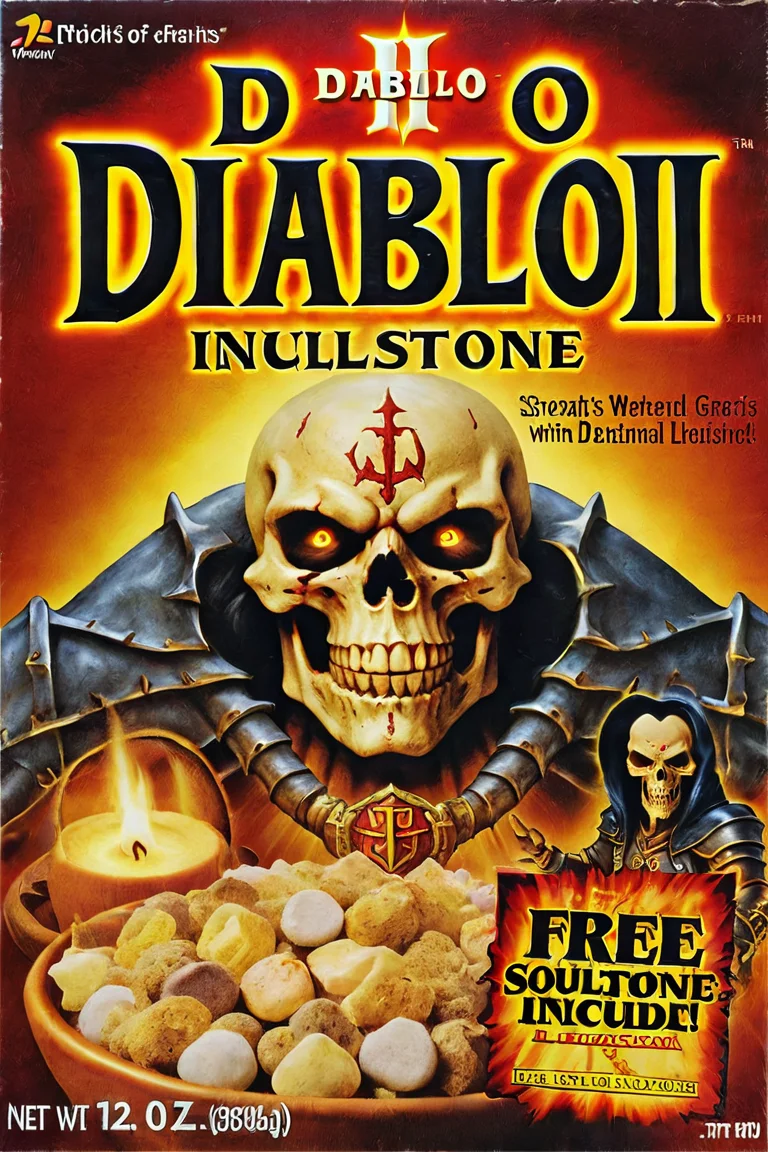 diablo ii <lora:style_xl.cereal_box_sdxl_v1:1> free soulstone included
