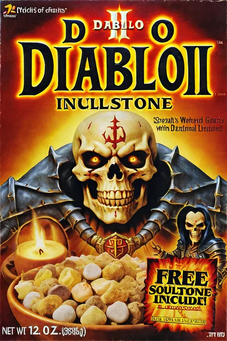 diablo ii <lora:style_xl.cereal_box_sdxl_v1:1> free soulstone included