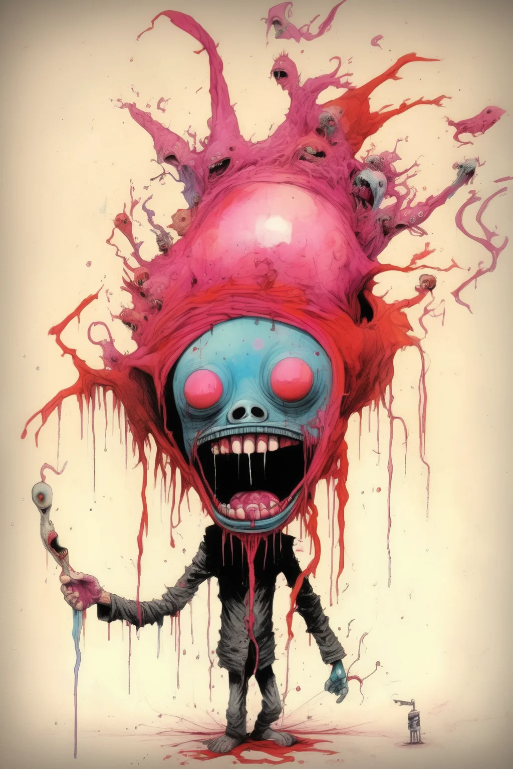 <lora:Alex Pardee Style:1>Alex Pardee Style - too weird to live yet too rare in the style of Alex Pardee and Yoji Shankawa and Sam Flores and Jeremy Fish and Casey Weldon and Januz Miralles and Shohei Otomo
