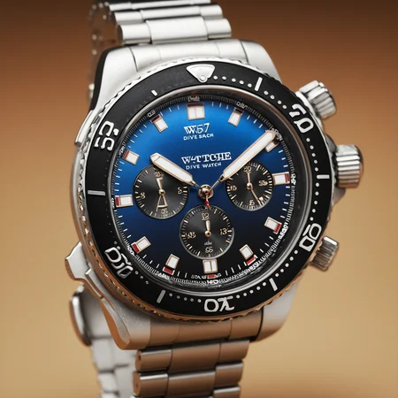 <lora:W4tch35_05XL-final:1>,an advertising photograph of a beautiful (W4tch35:1.2) as a (dive_watch:1.3) watch,on a watch stand,with detailed movement,medium shot,tilt shift,bokhe,8k wallpaper,masterpiece,photorealistic,HDR UHD,high contrast,hyper realistic,volumetric lighting,