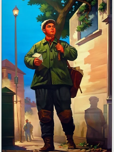old country style painting, best quality, masterpiece, 1boy, city, tree, light, <lora:æ§å½é£:0.8>