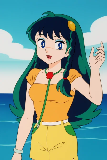 Lum, First Date outfit <lora:Commission-Urusei_Yatsura_80s-Lum-PDXL:0.8>