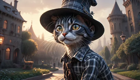 positiv Clip L:
an award-winning, photo, of a skinny Gothic cat, with a mischievous face and a bad look in the eyes, wearing a checkered shirt and a wide brimmed hat, accurate face, highly detailed, by Dan Mumford, by Artgerm, by beeple, by Greg Rutkowski, volumetric lighting, octane render, 4K resolution, trending on artstation, masterpiece
positiv Clip G:
an award-winning, photo, of a skinny Gothic cat, with a mischievous face and a bad look in the eyes, wearing a checkered shirt and a wide brimmed hat, accurate face, highly detailed, by Dan Mumford, by Artgerm, by beeple, by Greg Rutkowski, volumetric lighting, octane render, 4K resolution, trending on artstation, masterpiece that captivates the viewer. natural dark blue eyes exude depth and penetration. sunset in the background,