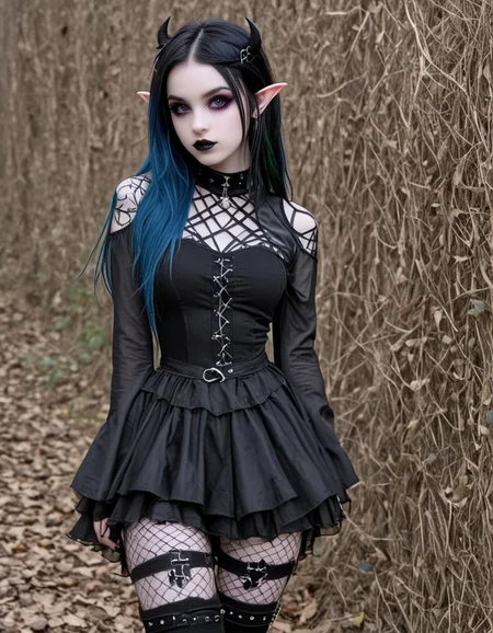 real life photo, realistic, realism, zPDXLrl, zPDXL2, egirl, goth, 26 years old, fairy, Goth_EGirl