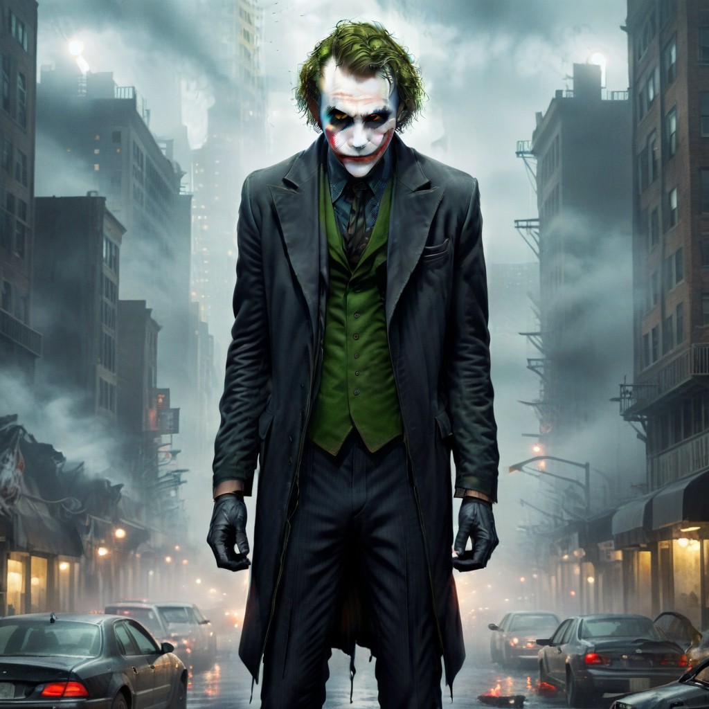 score_9, score_8_up, score_7_up, (animal:1.2), Joker, sad, fog, city, realistic, full body, black suit, very detailed