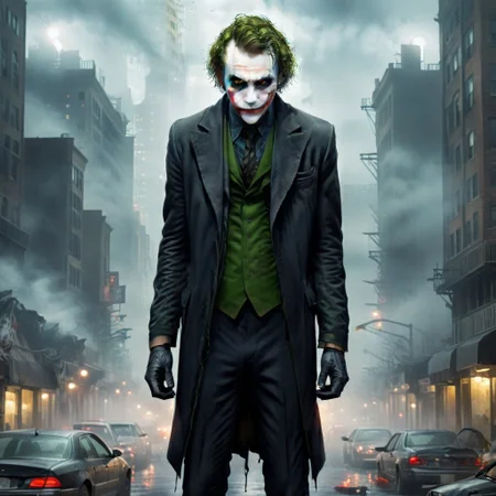 score_9, score_8_up, score_7_up, (animal:1.2), Joker, sad, fog, city, realistic, full body, black suit, very detailed