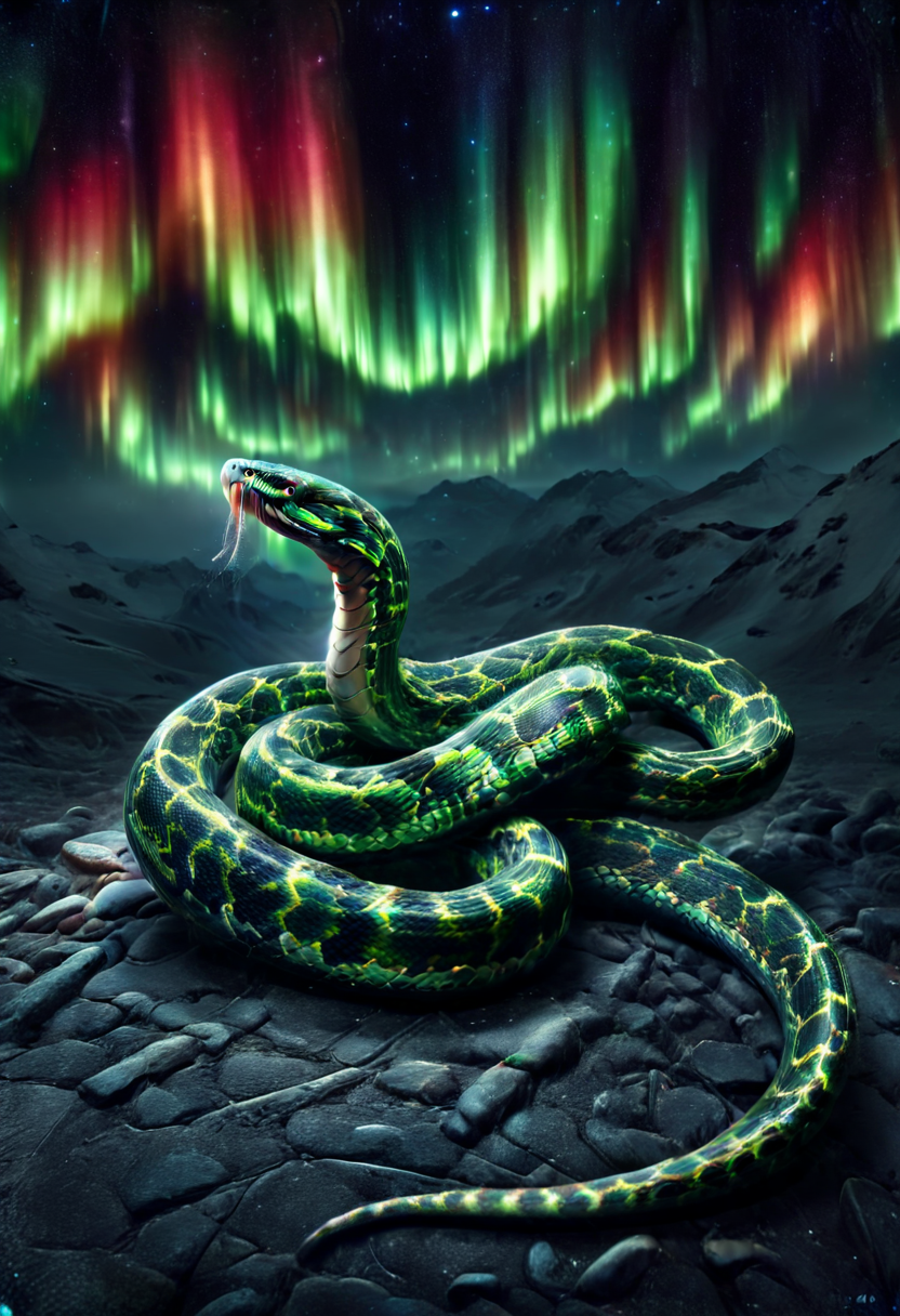 morph-aurora,(medium full shot) of (awe-inspiring snake) with muscular body<lora:aurora_0_100_V1-000009:1>