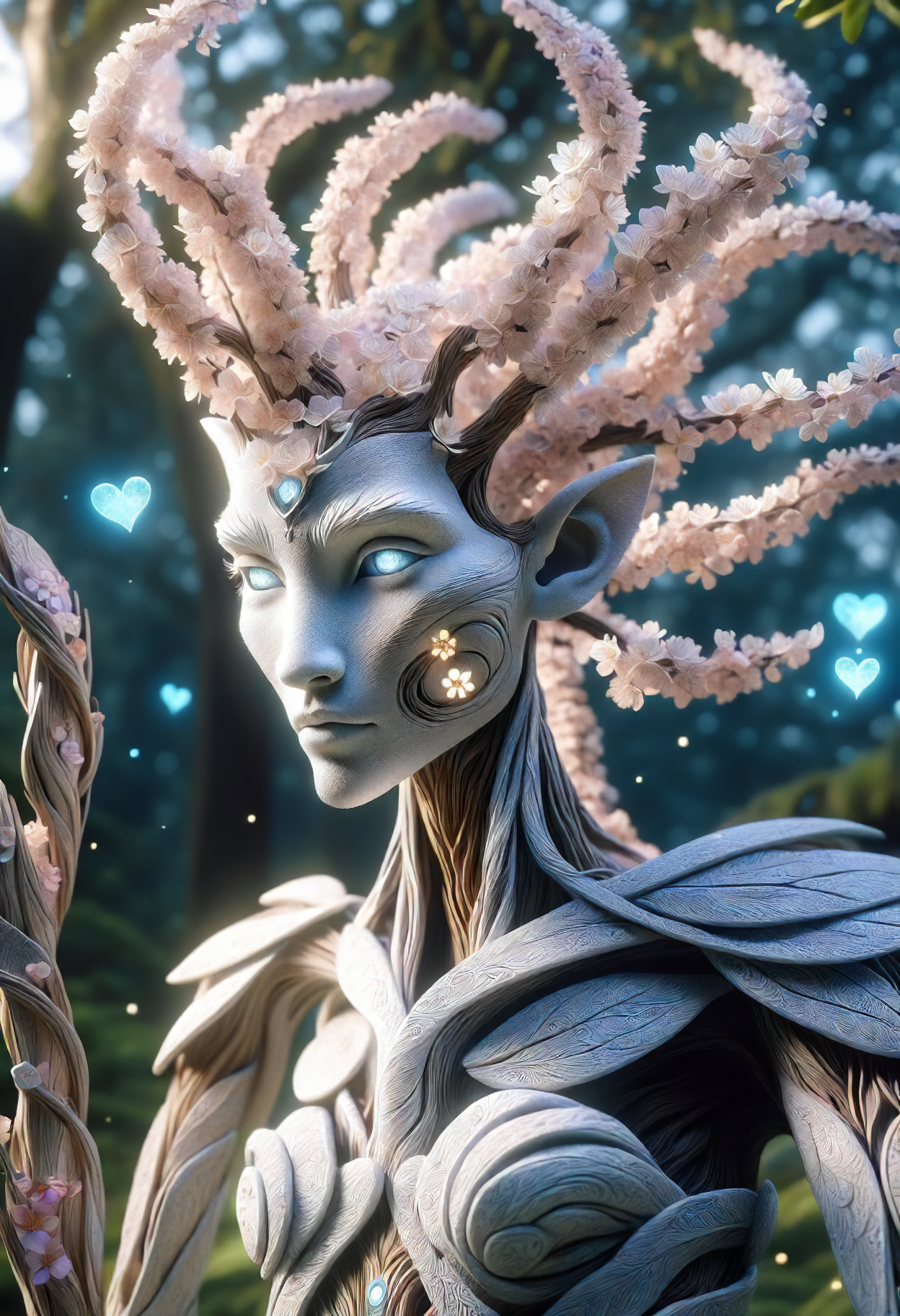DonMS4kur4XL , female tree ent, fictional peaceful wise plantoid tree-like entity, walking tree, bark covered skin, woody features, limbs resembling branches and roots, guardianship of forests and nature, middle-aged, dainty, maori, gray eyes,  aquiline nose,   full cheeks, prominent forehead, heart face shape with pointed chin, broad shoulders,   , light brown updo hairstyle hair, contentment, glowing eyes locked on the adversary, intimidating with magical intensity,      wearing   alchemist sarong,  radiant aura  invocation transfiguring  illuminate  celestial stardust rune-etched vests,  floral crown with ribbon ties,    stun ( solid  temporality alluring  convection  beige emit   diagonal lines triangular prism laser skies  anti-gravity building platforms rotation pentagon magic:1.0), scribbling furiously in a spellbook, absorbing magical knowledge, radiant aura   <lora:released\DonM3t3rn1tyXL-v1.1-000008:0.8><lora:myLora\DonMS4kur4XL-000006:0.8>