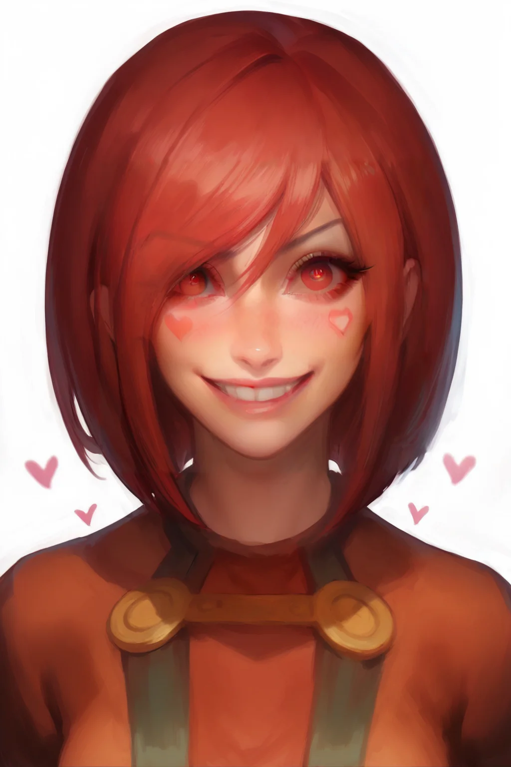score_9, score_8_up, score_7_up, score_6_up,
1 female, looking at viewer, portrait, white background, 
ciceria, short hair, red hair, red eyes, heart face mark, wide eyed, smile, crazy, 
<lora:Ciceria:1> <lora:Kittew-4RCH0N:1>