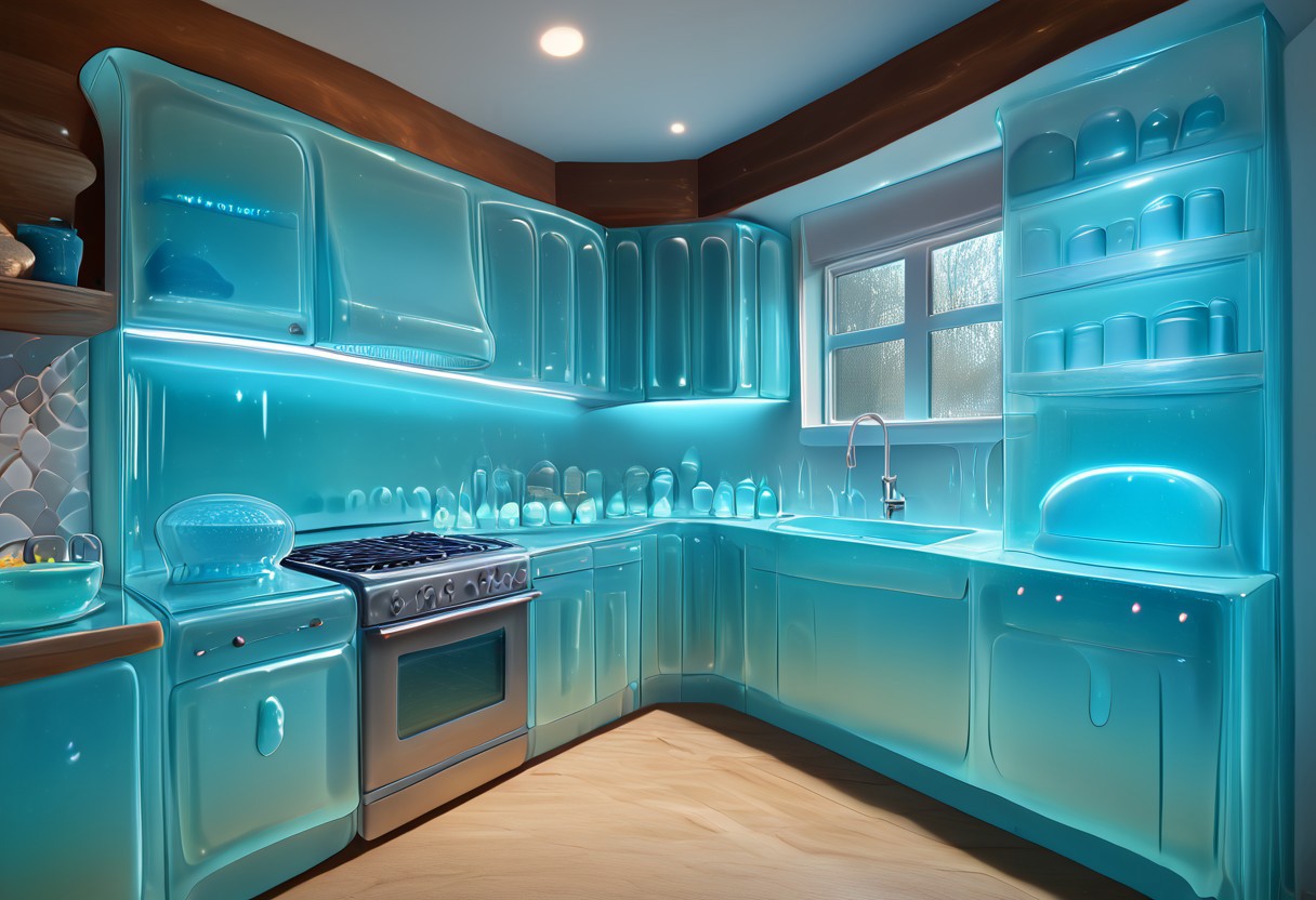 hud_mdrn_kitc,  No humans, kitchen, scenery, indoors, modern kitchen made out of slime, appliances made out of slime, cabinets made out of slime, neutral colors, earthy tones, 
natural light, no bright spots, (((wood colored slime))), (((slime colored with earth tones))), (((not blue slime))), 
((translucent slime)), ((transparent slime)), made of water, (bioluminescent slime), sl1m3, slime, slime-morph, ais-blmn, saturated colors, no creatures, no humans, no monsters, no pokemon, scenery only, scenery, ral-lava, watce, je11y, gummymorph,