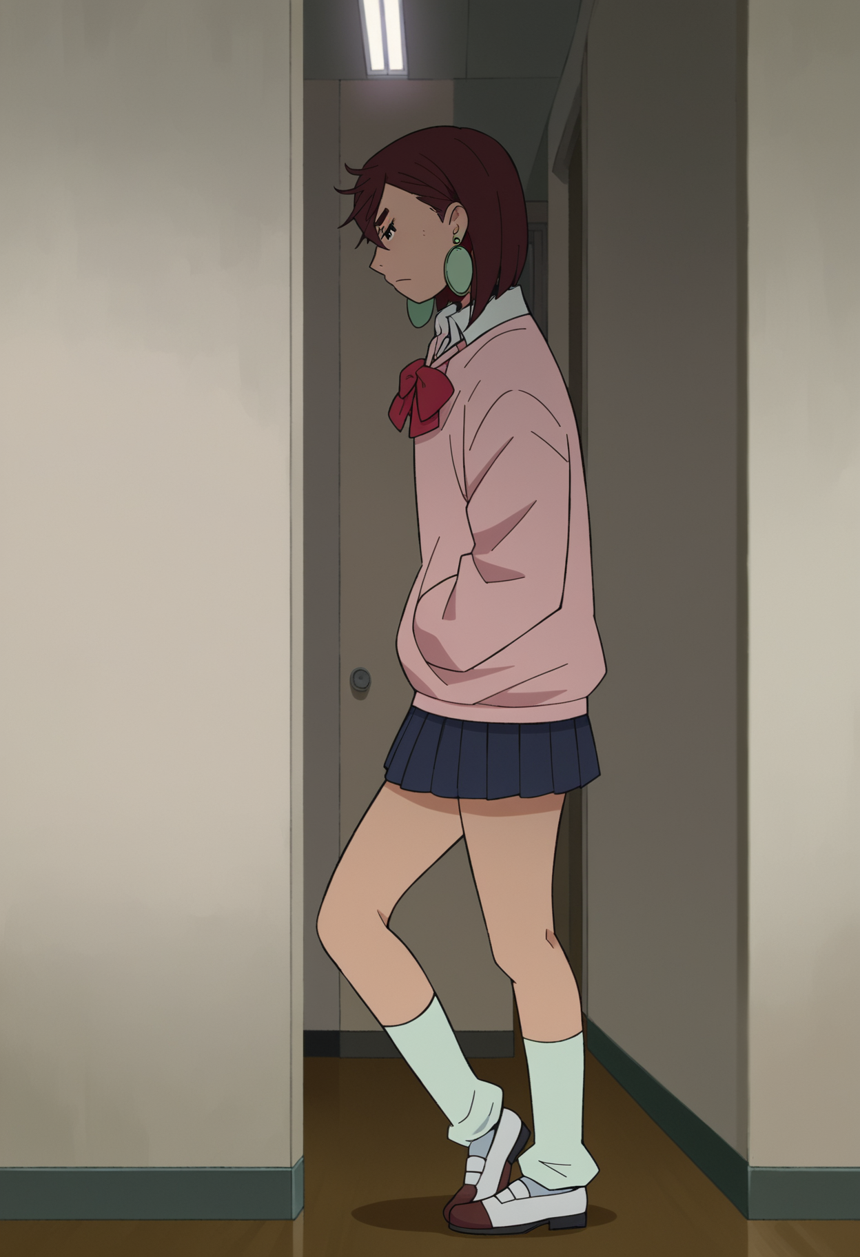 score_9, score_8_up, score_7_up, score_6_up, score_5_up, score_4_up, BREAK
ayase_momo, 1girl, solo, skirt, brown hair, earrings, jewelry, school uniform, socks, hands in pockets, short hair, shoes, indoors
<lora:momo_ayase_dandadan:1>