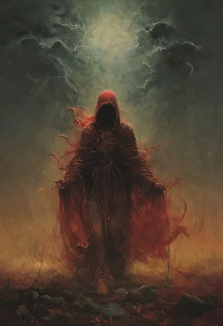 Capturing serenity amidst boundless solitude: a powerful image of a pure evil devil is the personification of evil as it is conceived in various cultures and religious traditions. It is seen as the objectification of a hostile and destructive force form, draped in flowing feudal garb, large sedge-hat, evil cross sign strong bright Satan aura ,meditating in lotus position upon an endless, , sunless expanse. As she hovers, an aura emanates from her, growing in intensity as it extends beyond her Till it explodes in the far, reminiscent of expanding ripples of sound. evil lcross sign strong bright Satan auraThe neon hues of her aura paint the air, a vivid testament to her inner strength and focus.
creating a hyperpunk scene with desaturated translucent DARK Red and beige details, colorful (polaroid:0.7) with vibrant colors, (vacations, high resolution:1.3), (small, selective focus, european film:1.2), (sexual advance:1.1), ,end of hopes ,silence, extremely detailed,dark,sad, easynegative, digital artwork by Beksinski, extremely detailed, dark, chiaroscuro, low-key,in the style of Kelly Slater ,style by Kelly Slater,closeup,digital artwork by Beksinski, style of Kelly Slate