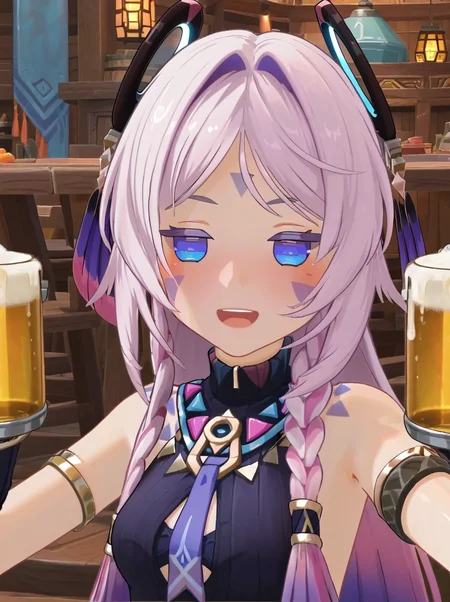 detailed background, shiny skin, posing, rating safe,
<lora:citlali.pony:1>,
citlali, drunk,
sit, beer bucket, open mouth, laugh, spilling beer,