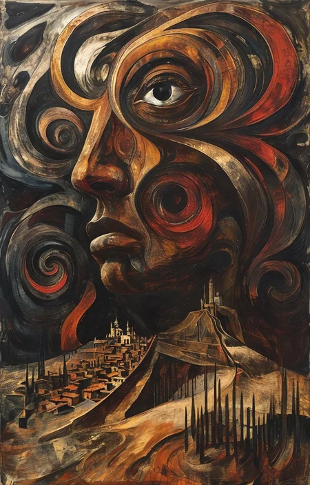 masterpiece,best quality,<lora:tbh178-sdxl:0.9>,illustration,style of David Alfaro Siqueiros,Human Revolution
