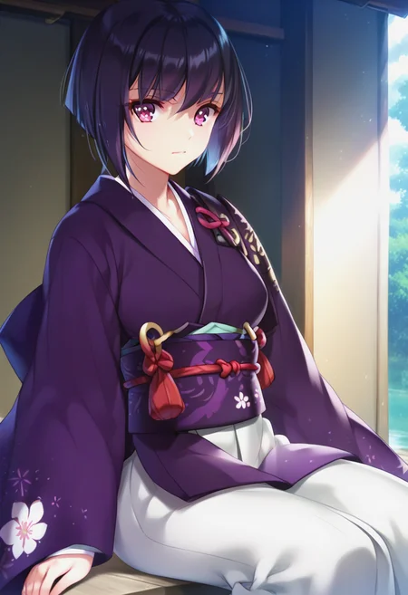 <lora:hidas_Pv1-000090:1>, (sthida:1.2), 1girl,, score_9, score_8_up, score_7_up, japanese armor, short hair, sitting,