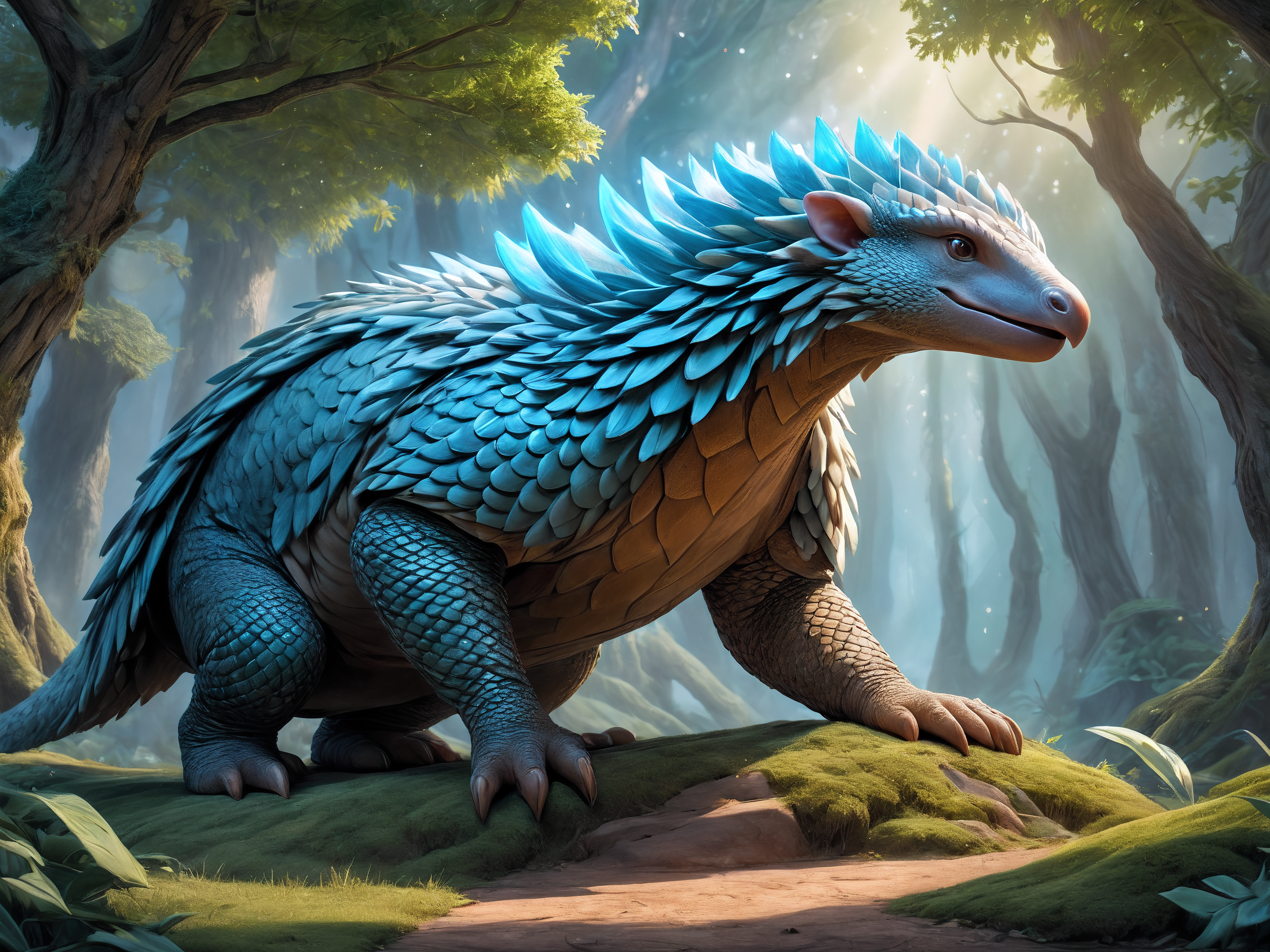 breathtaking, maximum fidelity, ultra high detail, ultra HD, Panavision Millennium DXL2 8k professional RAW photography hyperrealism filter of a 2.5D render ethereal fantasy concept art of tree pangolin druidic spirit <lora:LoromXL_Druidic_Naturalism_v1:0.5> . magnificent, celestial, ethereal, painterly, epic, majestic, magical, fantasy art, cover art, dreamy