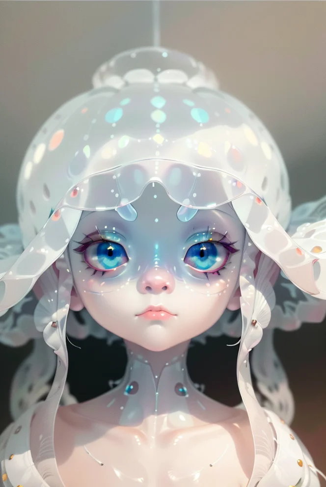 best quality, masterpiece, a portrait of a Humanoid <lora:25_preal_1v5_768_0001BD5e_NR128NA128off:0.7> jellyfish, white, jellyfish,